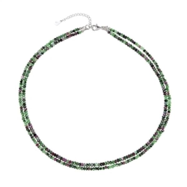 Kette Zoisit mit Rubin – Dynamik & Regeneration (zweireihig, facettiert, 2x3mm Buttons)